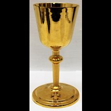8 1/4" Brass Chalice w/ Holy Spirit Medal SKU C976-026